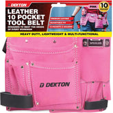 Dekton 10 Pocket Pink Leather Tool Nail Screw Pouch Belt Hammer Loop